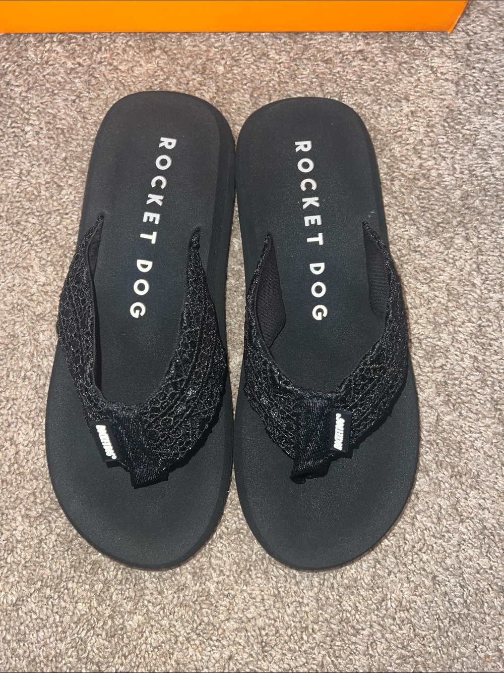 Rocket Dog Black Crochet Flip-Flops - Picture 2 of 4